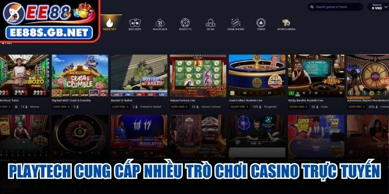 Playtech cung cấp nhiều trò chơi casino trực tuyến chất lượng cao