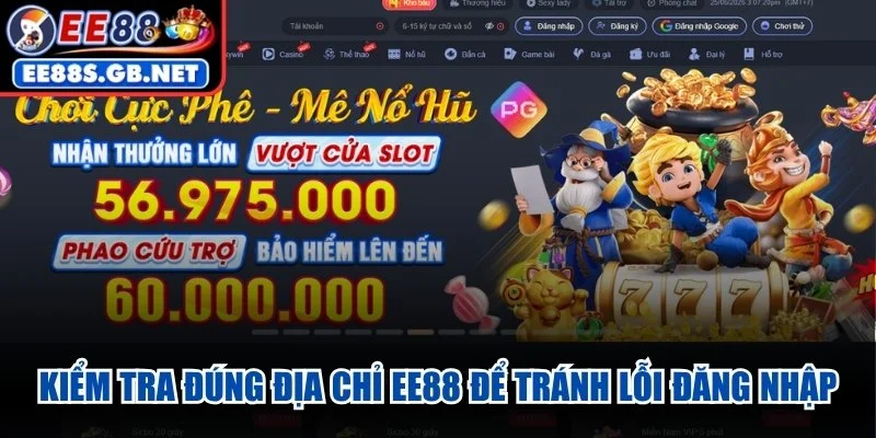 Kiểm tra đúng địa chỉ EE88 để tránh lỗi đăng nhập