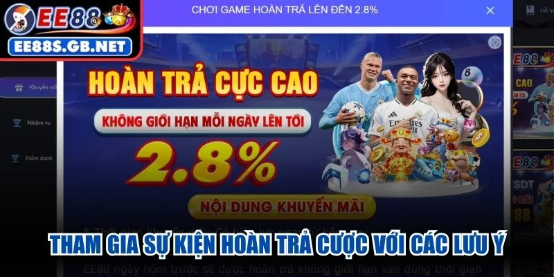 Tham gia sự kiện hoàn trả cược với các lưu ý