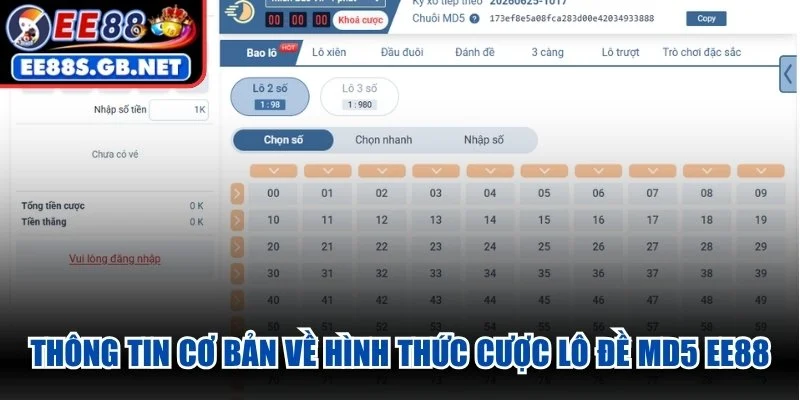 Thông tin cơ bản về hình thức cược lô đề MD5 EE88