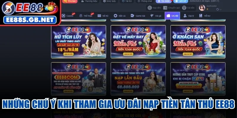 Những chú ý khi tham gia ưu đãi nạp tiền tân thủ EE88