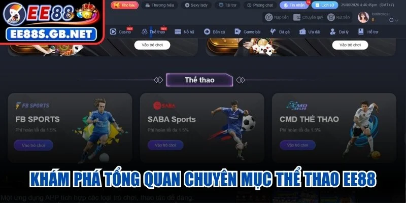 Khám phá tổng quan chuyên mục Thể Thao EE88